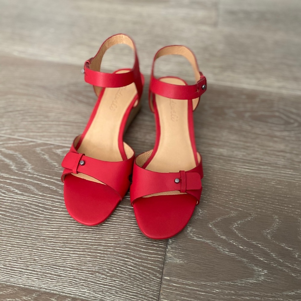 Madewell Joan Wedge Sandal Sz 6.5 Red